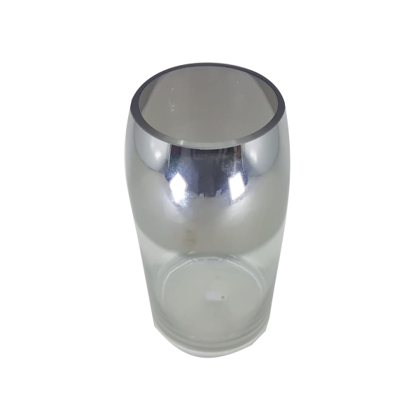 Vaso Vidro Cilíndrico Cristal e Prata